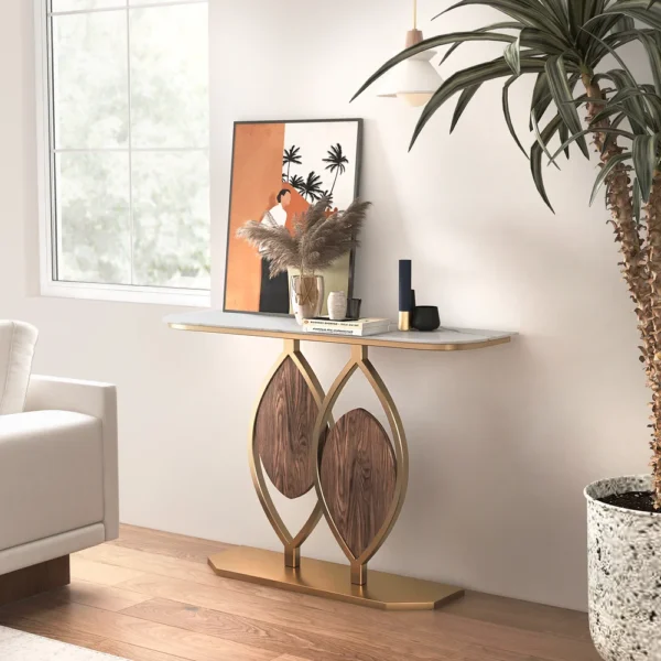 Luxury Faux Marble Modern Console Table