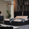 Lyon Majestic Fluted Velvet Black King Bed
