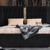 Lyon Majestic Fluted Velvet Black King Bed
