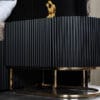 Lyon Majestic Fluted Velvet Black King Bed