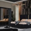 Lyon Majestic Fluted Velvet Black King Bed