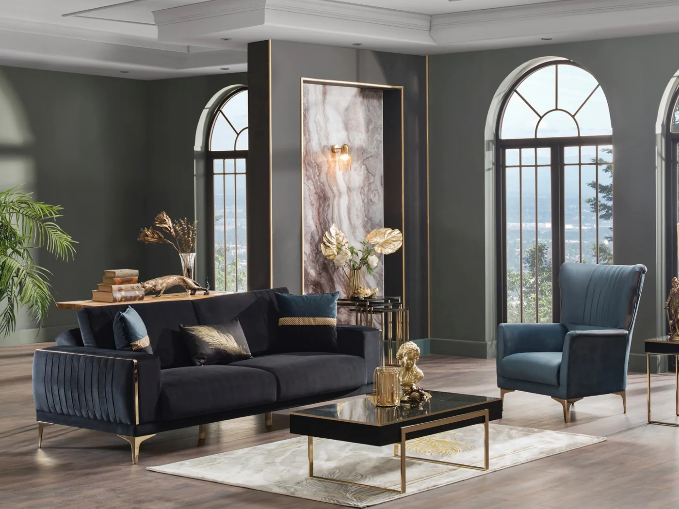 Majestic Serenity Premium Velvet Sofa