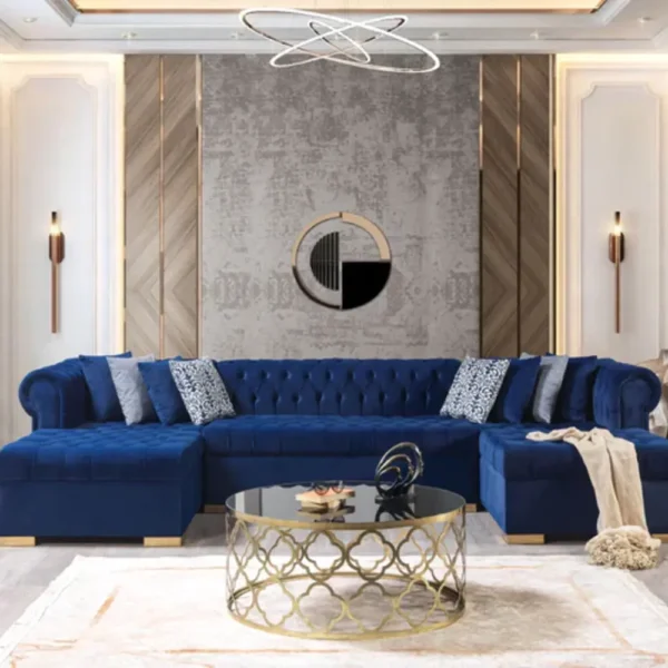 Majesty Royal Tufted Velvet Blue Sectional
