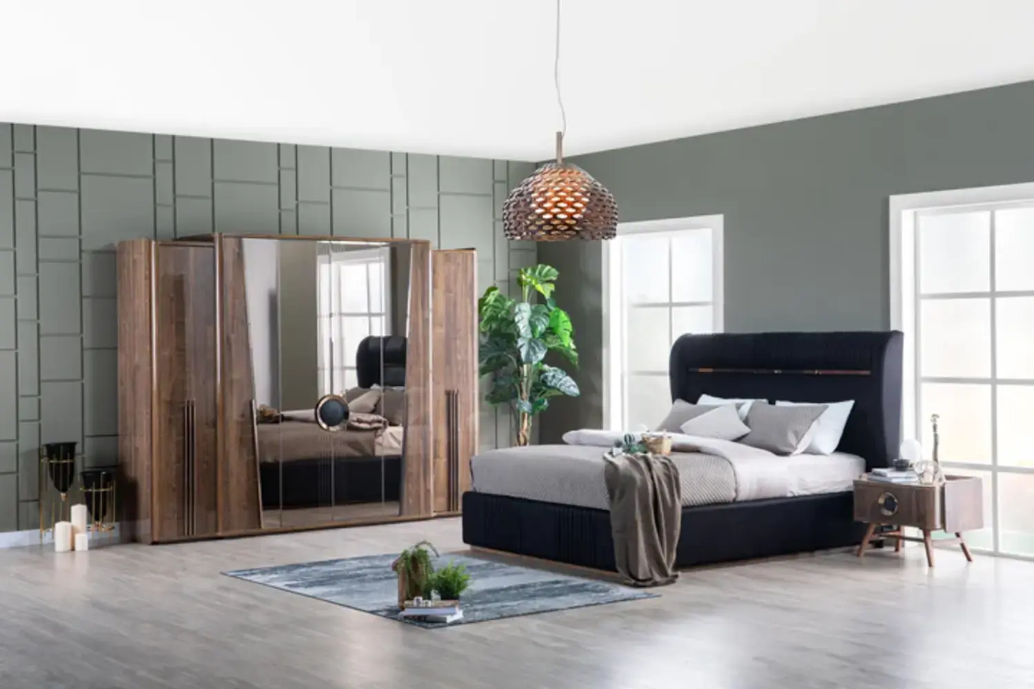 Malta Contemporary Channel Tufted King Bed