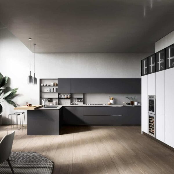 Kappa Anthracite Modern Luxury Handleless Modular Kitchen
