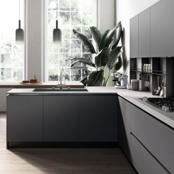 Kappa Anthracite Modern Luxury Handleless Modular Kitchen