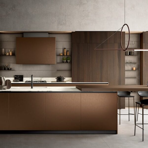 Omicron Luxury Walnut Modular Kitchen: Bespoke Designer Italian Style