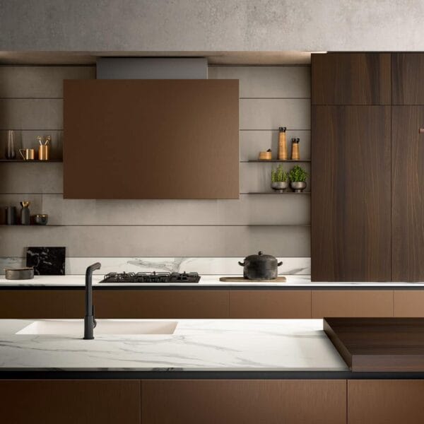 Omicron Luxury Walnut Modular Kitchen: Bespoke Designer Italian Style