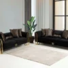 Midnight Glamour Deluxe Black Velvet Sofa Set