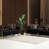 Midnight Glamour Deluxe Black Velvet Sofa Set