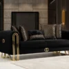 Midnight Glamour Deluxe Black Velvet Sofa Set