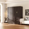 Midnight Oak 4-Door Modern Wardrobe Armoire