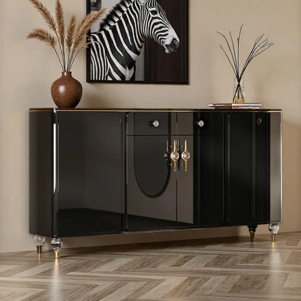 Milanese High-Gloss Onyx Premium Entryway Shoe Storage Cabinet