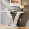 Modern Silver Mirrored Entryway Console Table