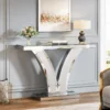Modern Silver Mirrored Entryway Console Table