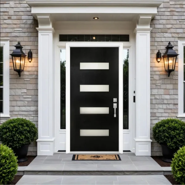 Lumina Modern Frosted Glass Fiberglass Exterior Front Door