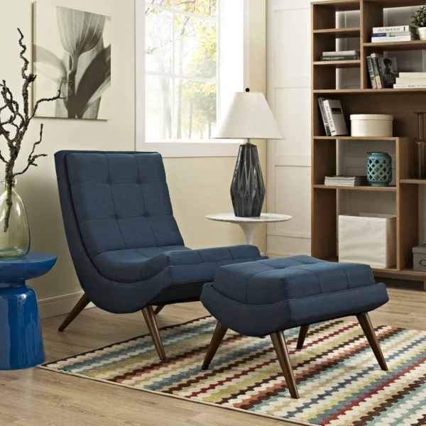 Modway Ramp Mid-Century Lounge Chair with Ottoman