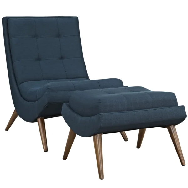 Modway Ramp Mid-Century Lounge Chair with Ottoman
