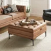 Brinna Traditional Upholstered Flip Top Faux Leather Ottoman