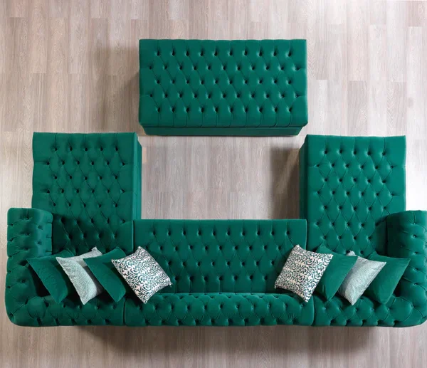 Emerald Grand Tufted Velvet Green Sectional