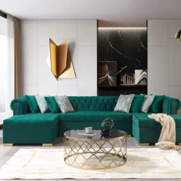 Emerald Grand Tufted Velvet Green Sectional