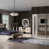 Nirvana Elegant Wingback Tufted Beige King Bed