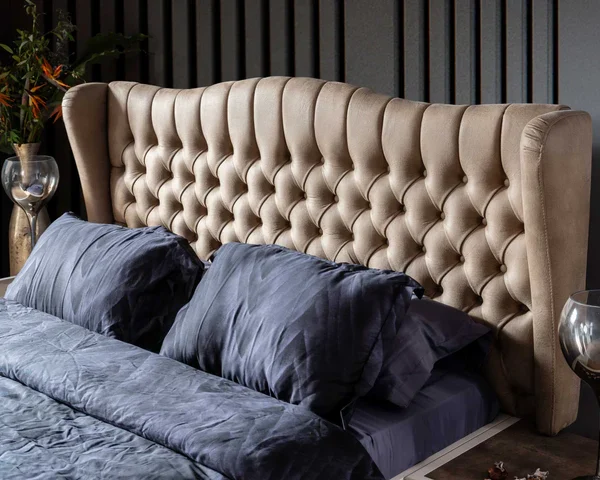 Nirvana Elegant Wingback Tufted Beige King Bed