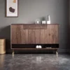 Nordic Walnut Minimalist Entryway Shoe Storage Cabinet