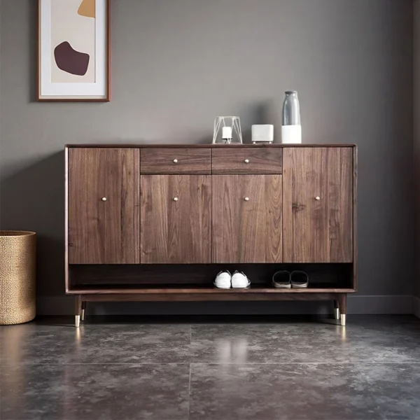 Nordic Walnut Minimalist Entryway Shoe Storage Cabinet