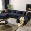 Vogue Serene Tufted Velvet Black Sectional