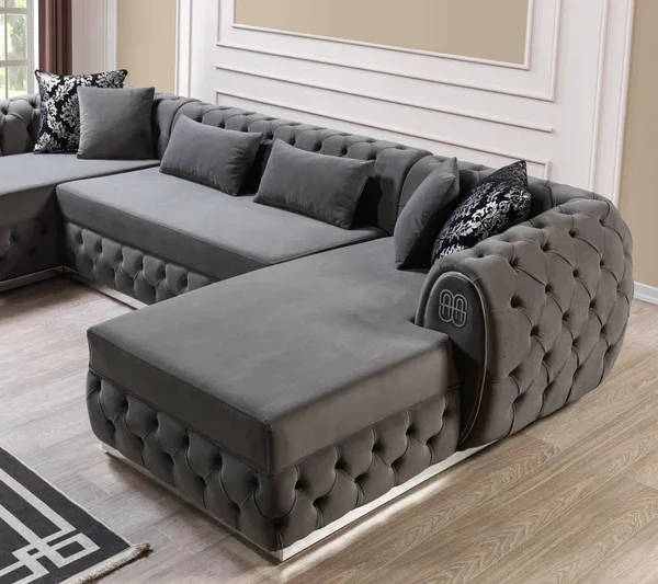 Nova Luxury Tufted Velvet U-Shaped Sectional