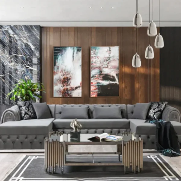 Nova Luxury Tufted Velvet U-Shaped Sectional