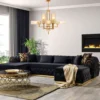 Vogue Serene Tufted Velvet Black Sectional