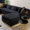 Vogue Serene Tufted Velvet Black Sectional