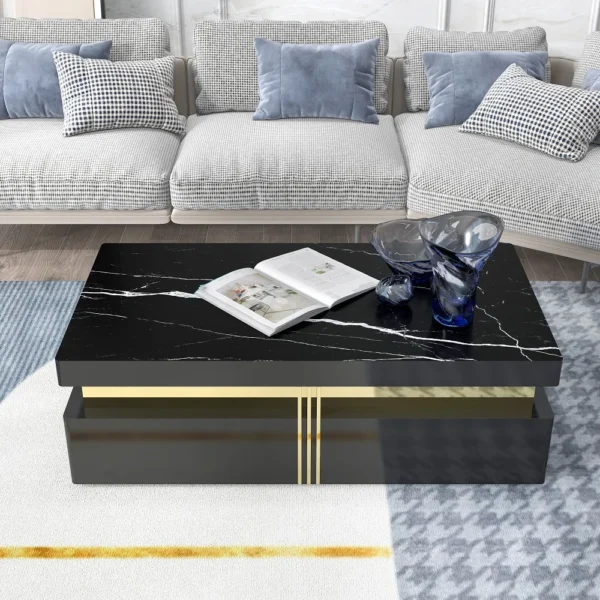 Onyx-Gold Lux Modern Rectangular Marble Coffee Table