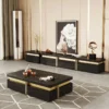 Onyx-Gold Lux Modern Rectangular Marble Coffee Table