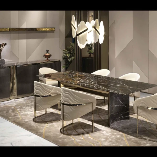 Opulent Noir Luxury Marble Dining Table