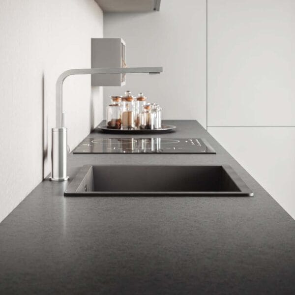 Modern Modular Kitchen, Minimalist Italian Kitchen, Luxury Kitchen Cabinets, Open Concept Kitchen Design, Matte White Modular Kitchen, Contemporary Kitchen Furniture.