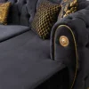 Ravenna Opulent Black Velvet Gold Base Sectional