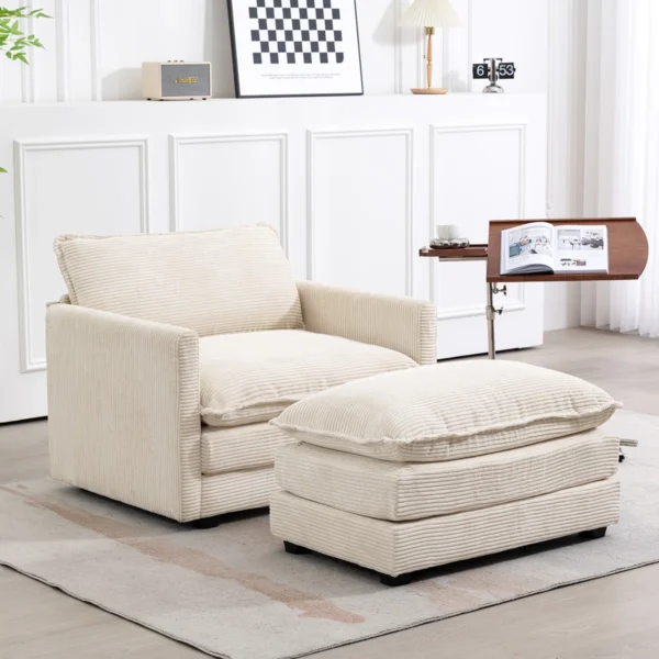 Redenius Oversized Comfy Corduroy Armchair