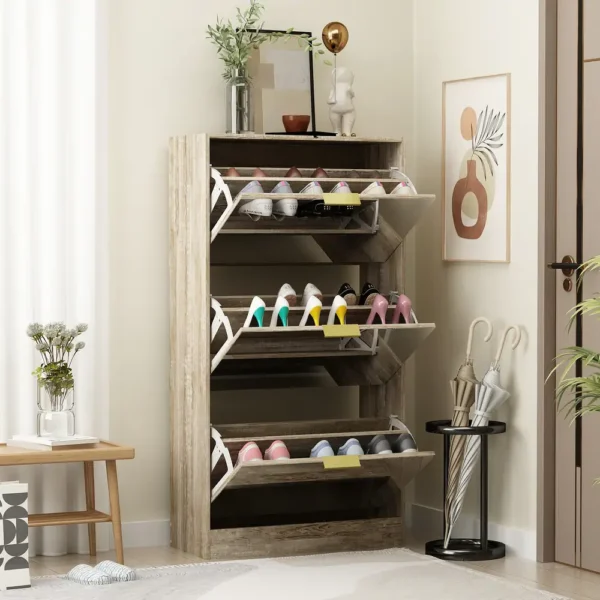 Reflective Elegance Mirrored Shoe Storage Cabinet