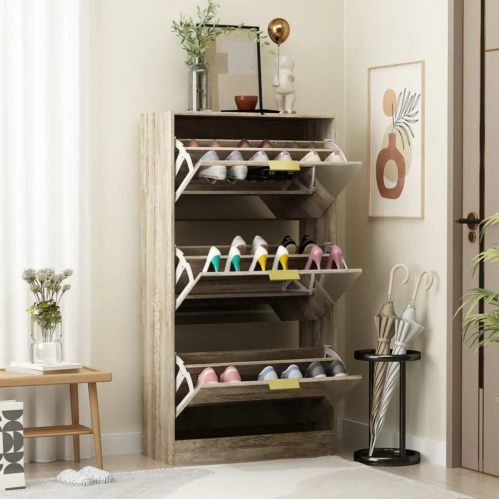 Reflective Elegance Mirrored Shoe Storage Cabinet