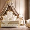 Regal Canopy Opulent Gold Tufted King Bedroom Set