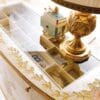Regal Canopy Opulent Gold Tufted King Bedroom Set