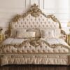 Regal Gold Grand Baroque Tufted King Bed