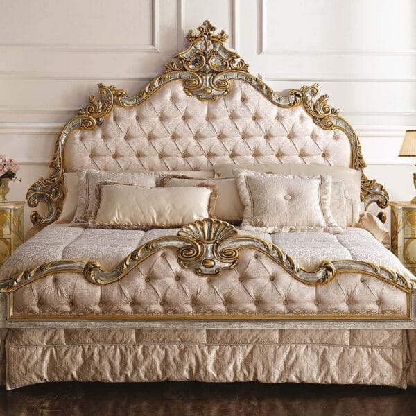 Regal Gold Grand Baroque Tufted King Bed