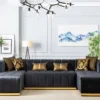 Ritz Glam Channel Tufted Velvet U-Shaped Sectional