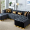 Ritz Glam Channel Tufted Velvet U-Shaped Sectional