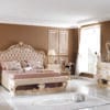 Royal Ivory Golden Tufted King Bed