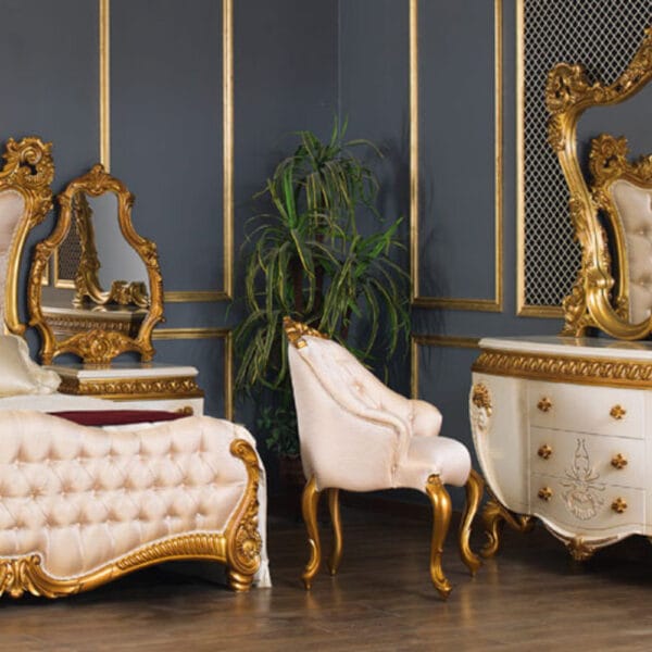 Royalzig Opulent Gold Tufted King Bedroom Set 1